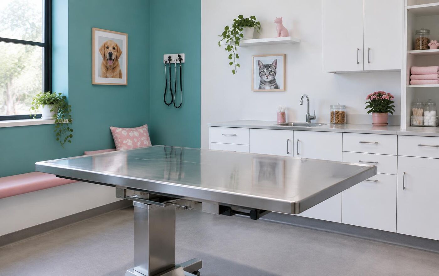 Consultorio limpio con mesa de exploración